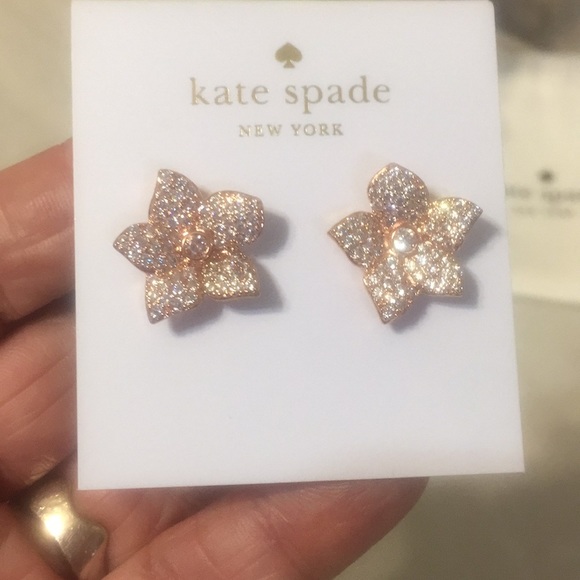 Kate Spade Rose Gold blooming pave earrings